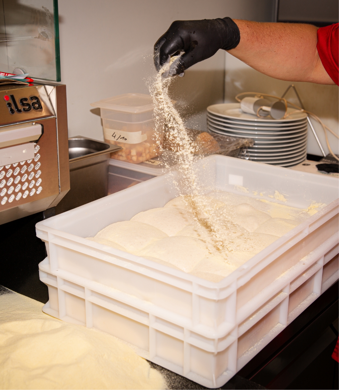 Hausgemachter Pizzateig in Teigballen